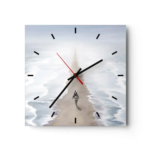 Reloj de pared - Reloj de vidrio - Una figura en un camino solitario en medio de un vasto paisaje acuático. - 30x30cm - Un futuro brillante - Decoración de pared moderna para salón y dormitorio ARTTOR