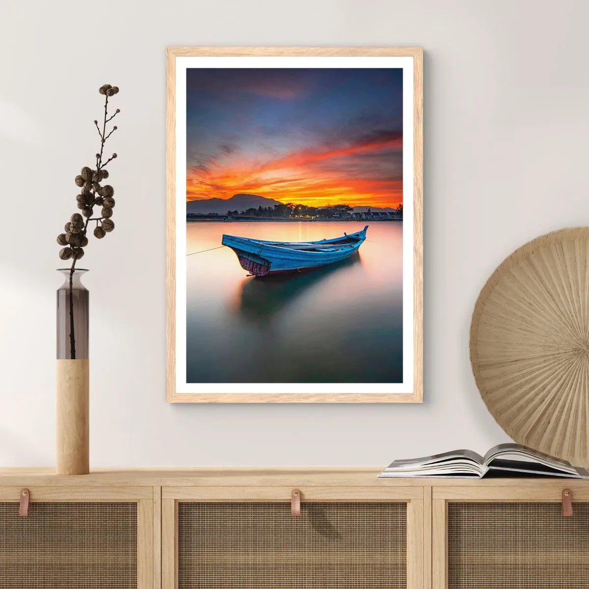 Póster en marco roble claro - Se avecina una buena noche - 50x70 cm