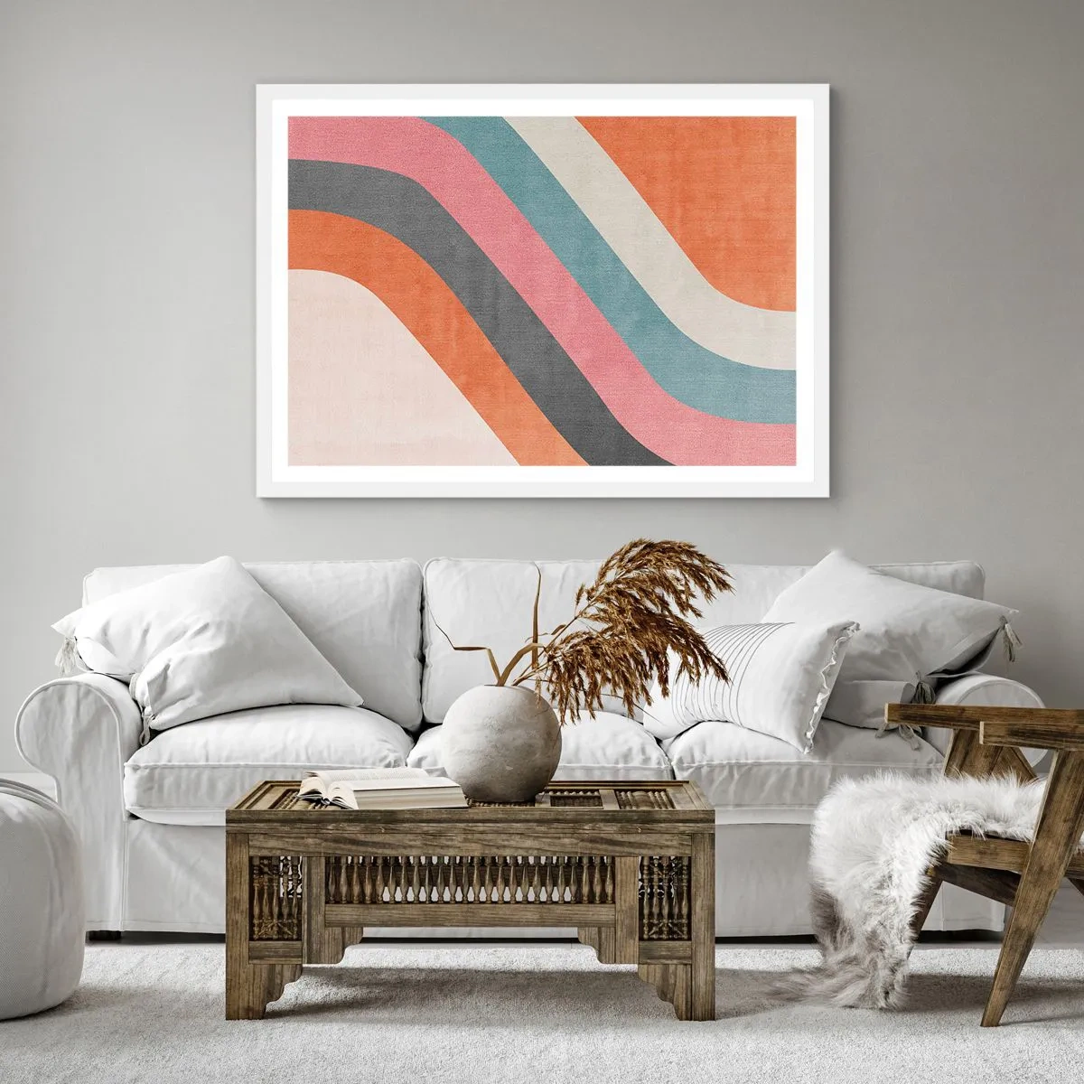 Póster en marco blanco - Composición diagonal - movimiento - 50x50 cm