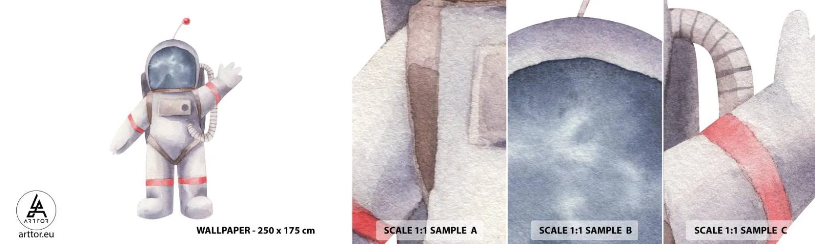 Muestra De Fotomural Standard Eco - Esto es todo por ahora - Astronauta, Para niños, Minimalismo - 100x30 cm