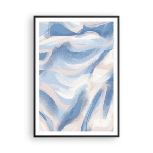 Póster en marco negro - Ondas azules - 70x100 cm