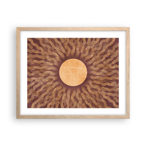 Póster en marco roble claro - Icono del sol - 50x40 cm