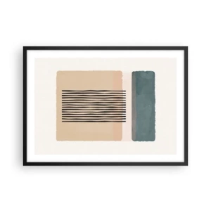 Póster en marco negro - Formas geométricas minimalistas en tonos beige y verdes. - 70x50cm - Todo en orden - Decoración de pared moderna para salón y dormitorio ARTTOR