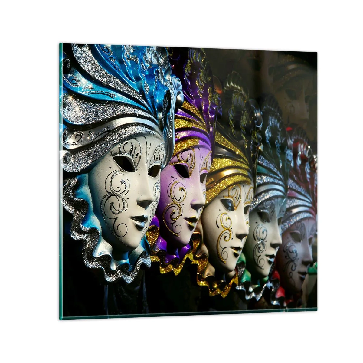 Cuadro sobre vidrio - Impresiones sobre Vidrio - Misterio en oro y plata - 40x40 cm