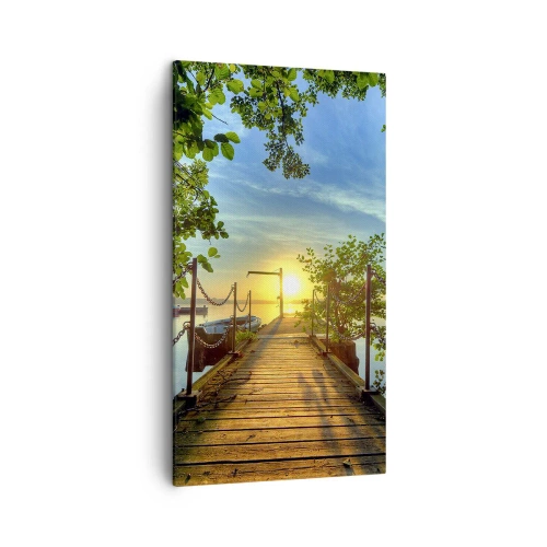 Cuadro sobre lienzo - Impresión de Imagen - Atardecer junto al agua - 45x80 cm