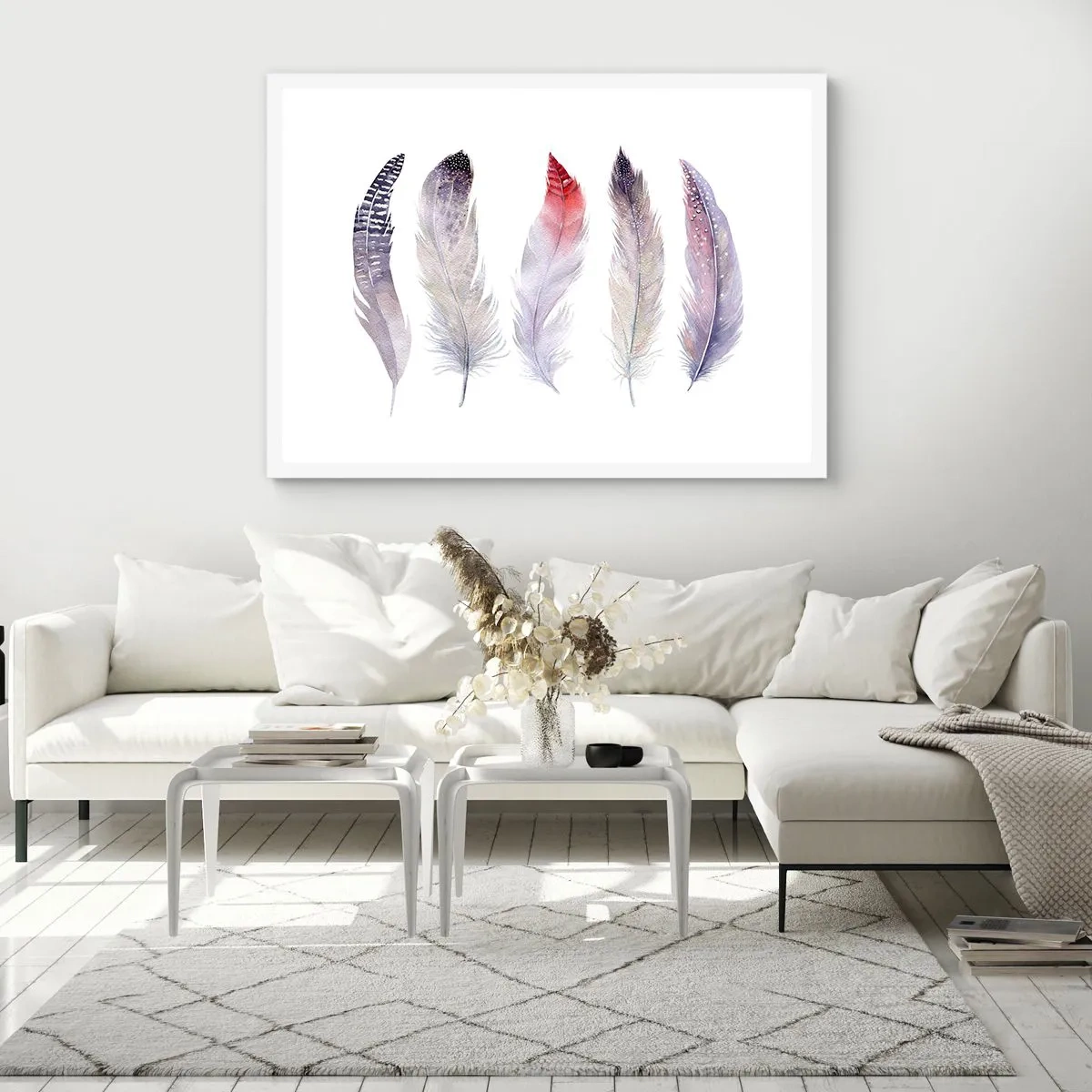 Póster en marco blanco - Suave como la niebla de muchos colores - 100x70 cm