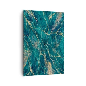 Cuadro sobre lienzo - Impresión de Imagen - Patrón de mármol texturizado en tonos turquesa y dorado. - 70x100cm - Riachuelos de oro - Decoración de pared moderna para salón y dormitorio ARTTOR