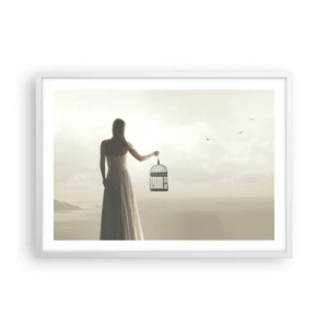Póster en marco blanco - Sé libre - 70x50 cm