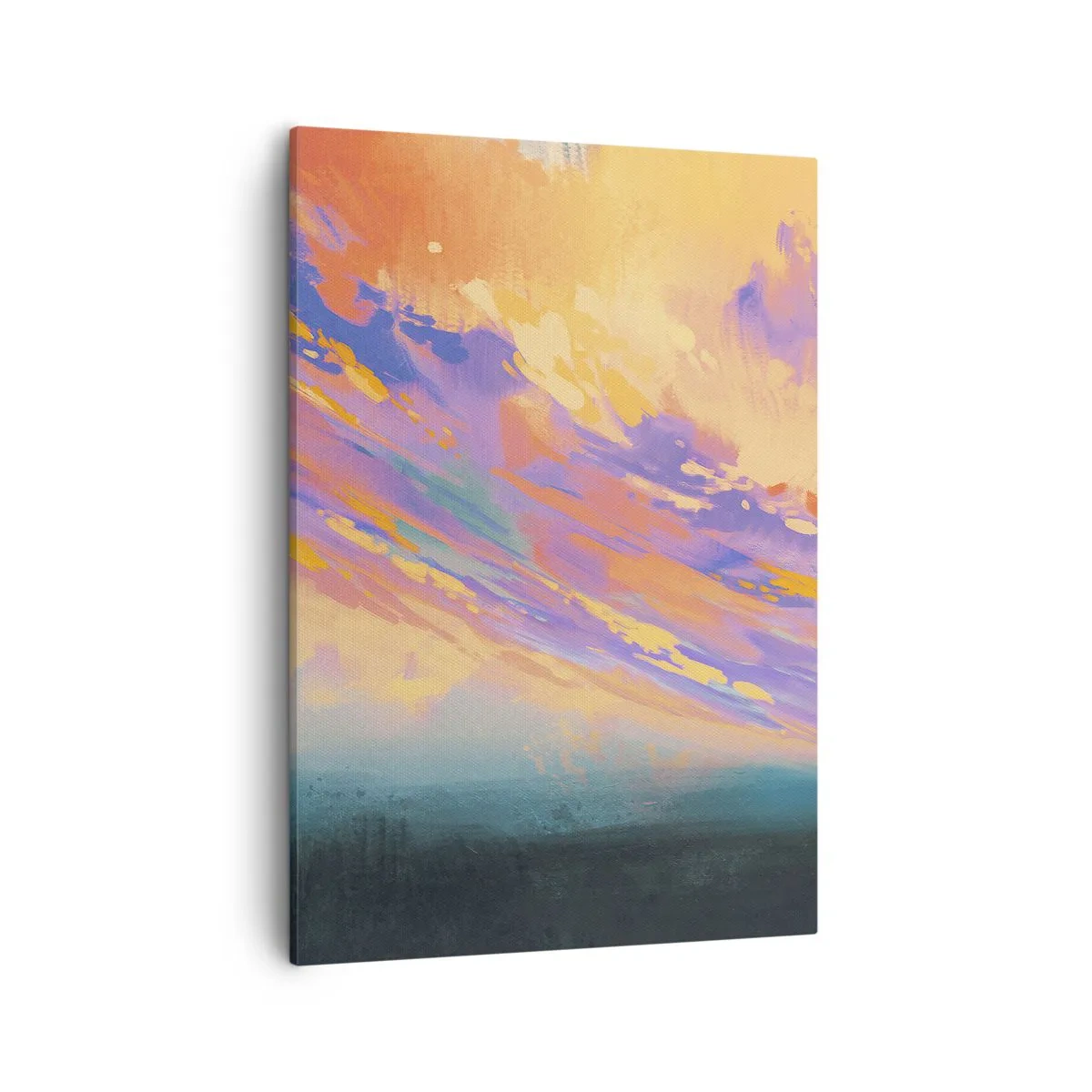 Cuadro sobre lienzo - Impresión de Imagen - Una escena dinámica con figuras contra un cielo colorido al atardecer. - 50x70cm - Fuerza de atracción - Decoración de pared moderna para salón y dormitorio ARTTOR