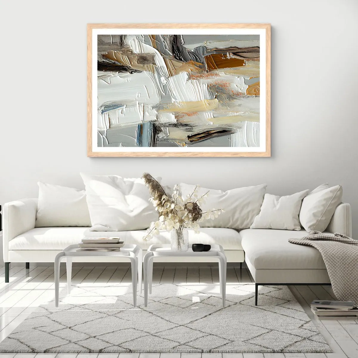 Póster en marco roble claro - Estratificación de colores - 50x40 cm