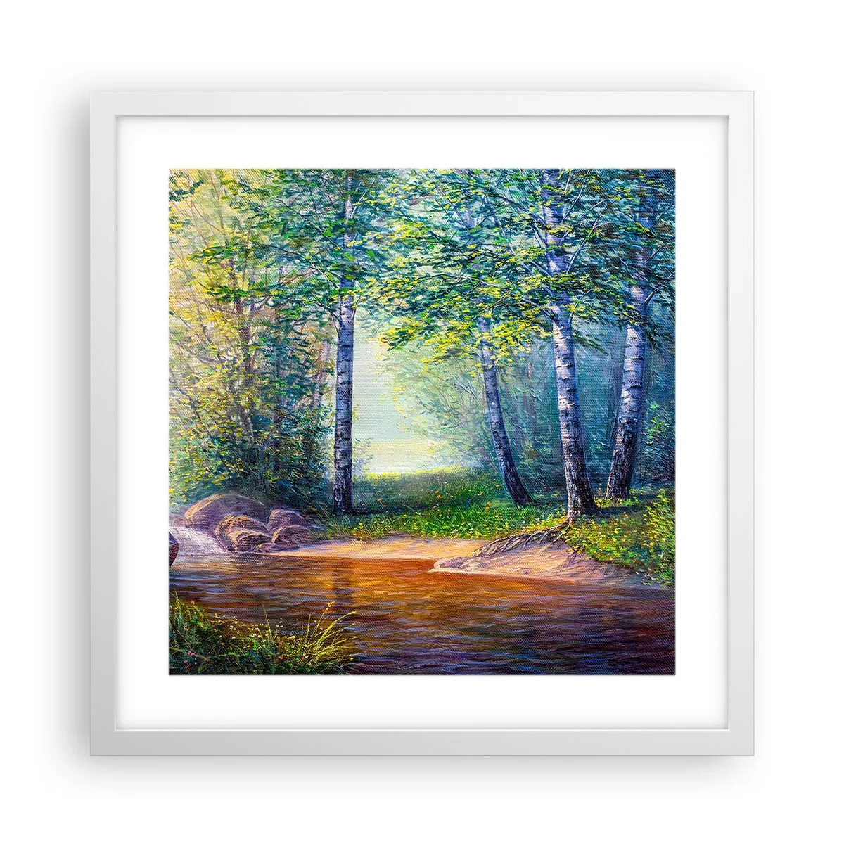 Póster en marco blanco - Paisaje idílico - 40x40 cm