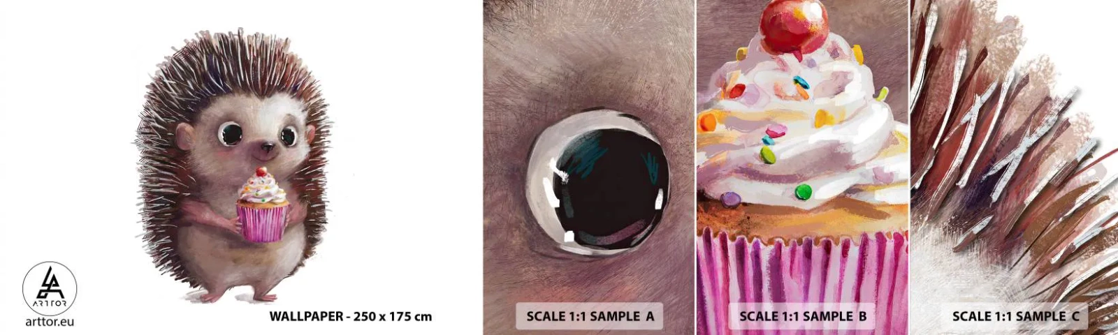 Muestra De Fotomural Standard Eco - La celebración es diaria - Para niños, Erizo, Cuento de hadas - 100x30 cm