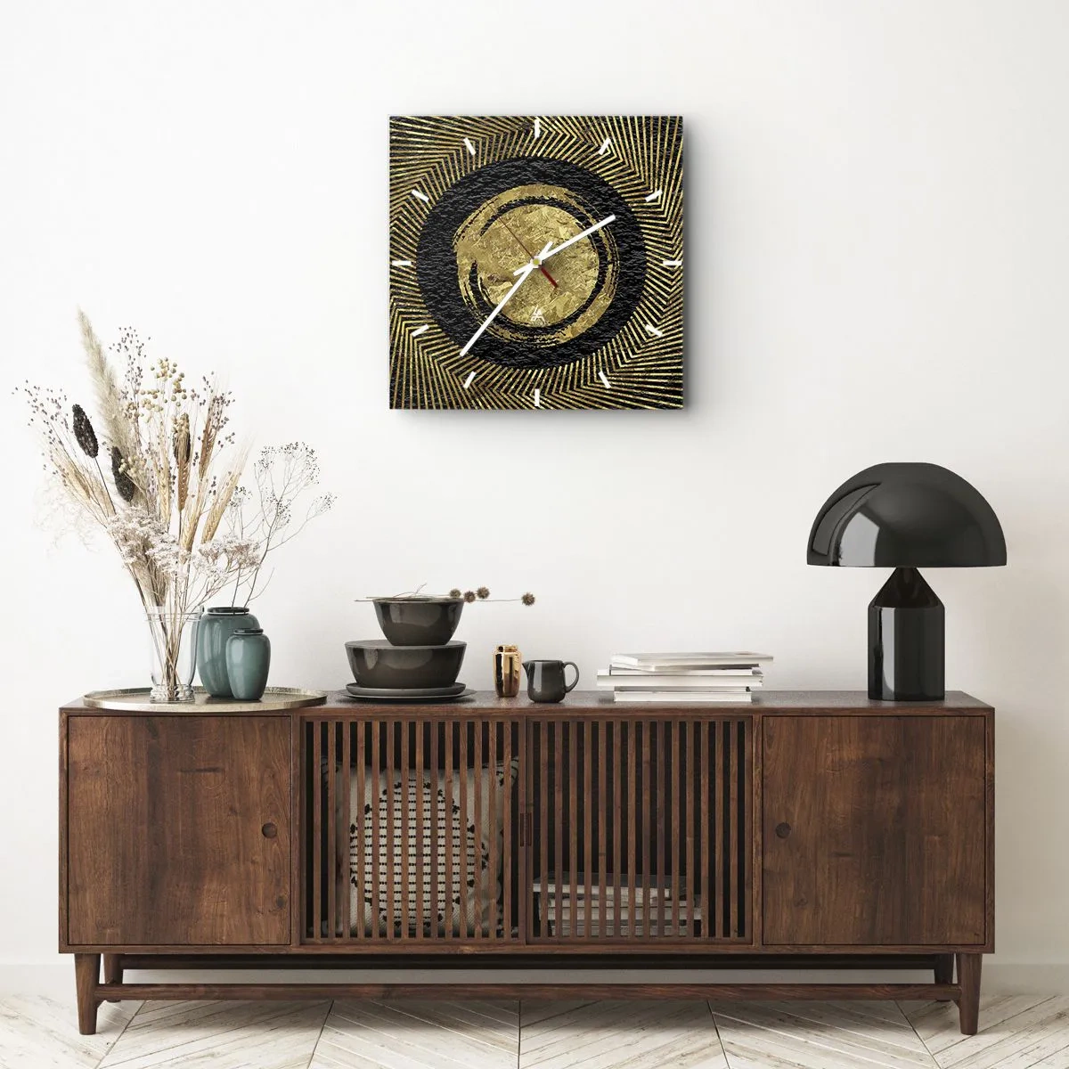 Reloj de pared - Reloj de vidrio - Composición glamour - 40x40 cm