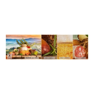 Muestra de fotomural Premium Sand - La alegría de vivir italiana - toscana, Paisaje, Quesos Deliciosos - 100x30 cm
