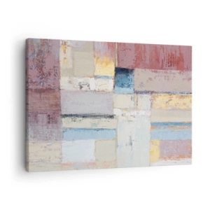 Cuadro sobre lienzo - Impresión de Imagen - Composición geométrica en colores pastel - 70x50cm - La tranquilidad de la geometría - Decoración de pared moderna para salón y dormitorio ARTTOR