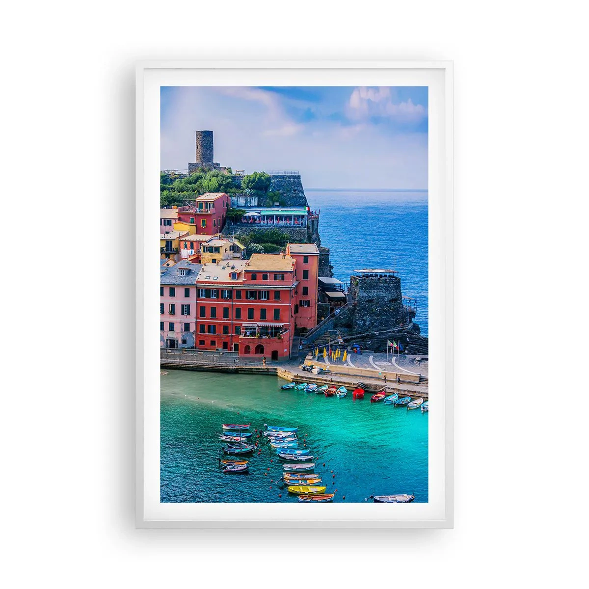 Póster en marco blanco - Pueblo mágico del Mediterráneo - 61x91 cm