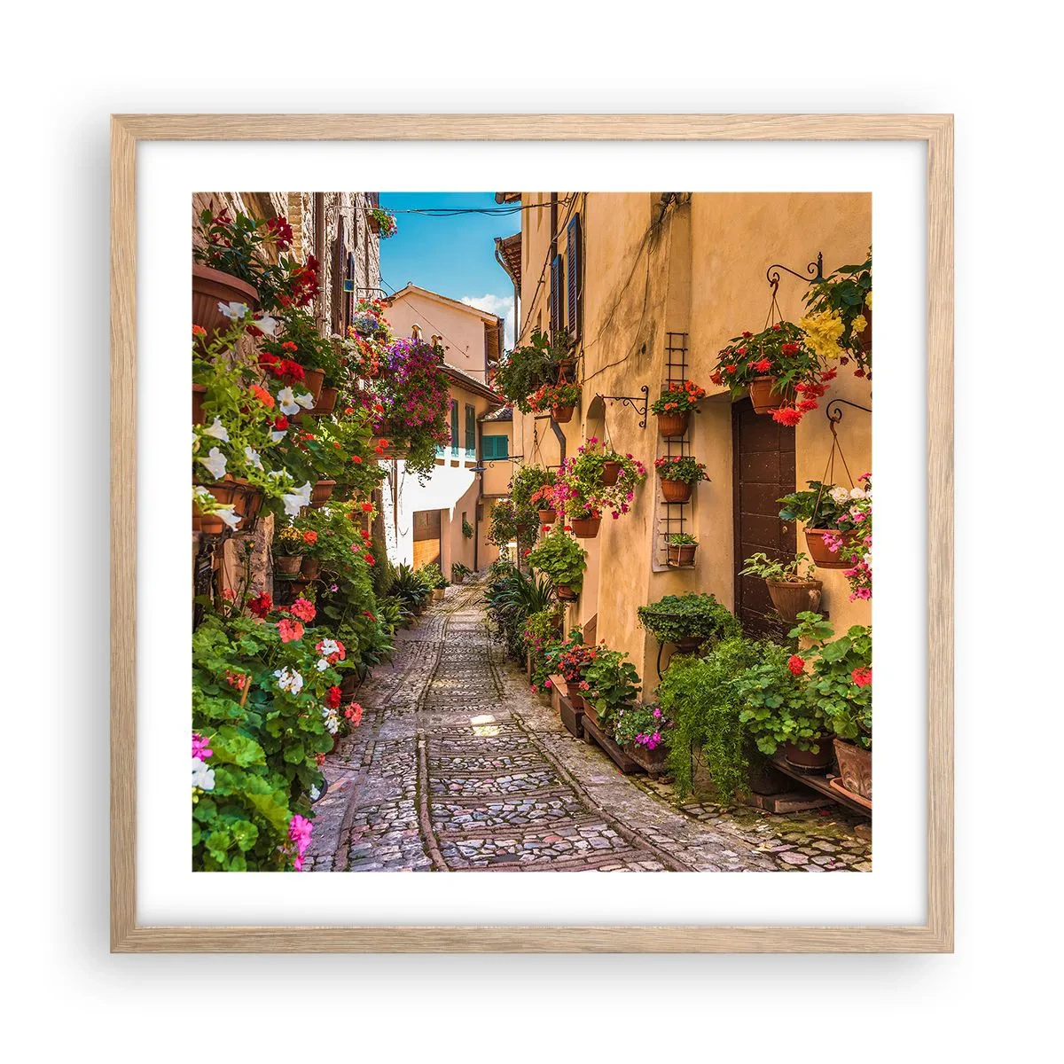 Póster en marco roble claro - Callejón italiano - 50x50 cm