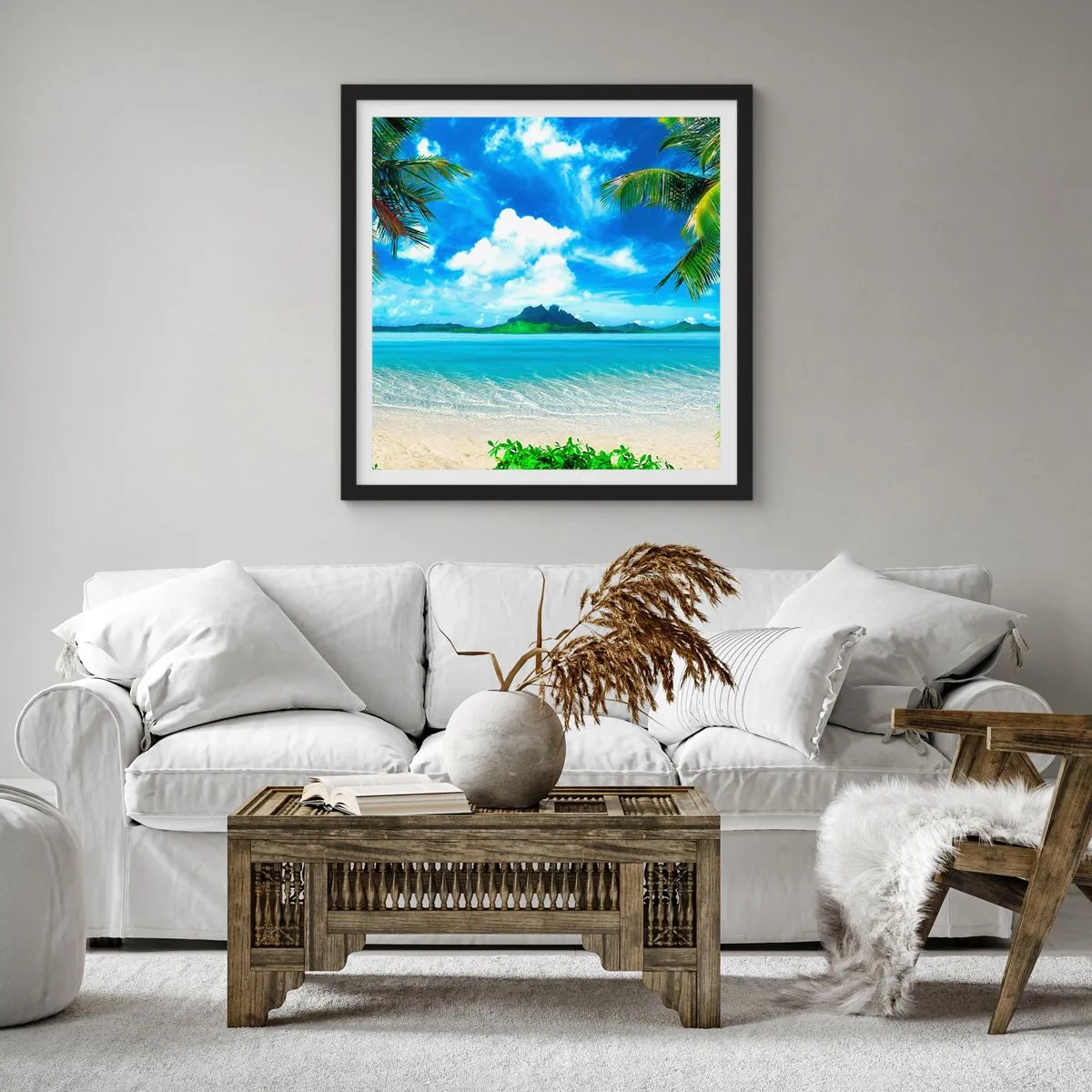 Póster en marco negro - El azul de los trópicos - 40x40 cm
