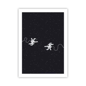 Póster - Dos astronautas flotando en el espacio - 50x70cm - Danza cósmica - Decoración de pared moderna para salón y dormitorio ARTTOR