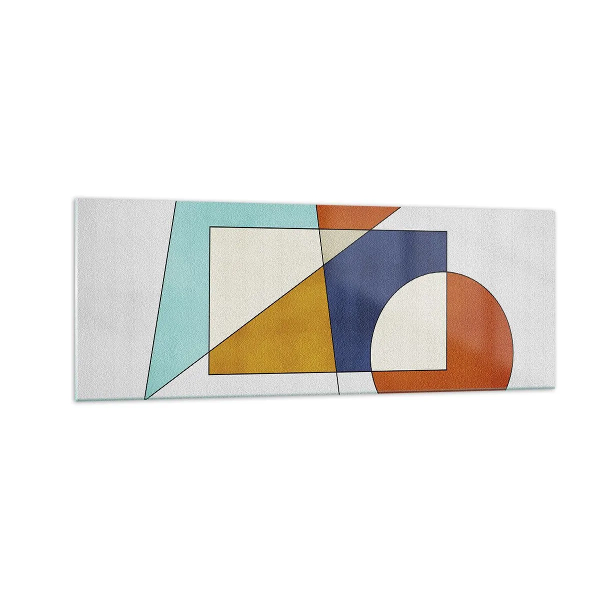 Cuadro sobre vidrio - Impresiones sobre Vidrio - Una composición modernista de formas geométricas y colores. - 140x50cm - Abstracción: diversión modernista - Decoración de pared moderna para salón y dormitorio ARTTOR