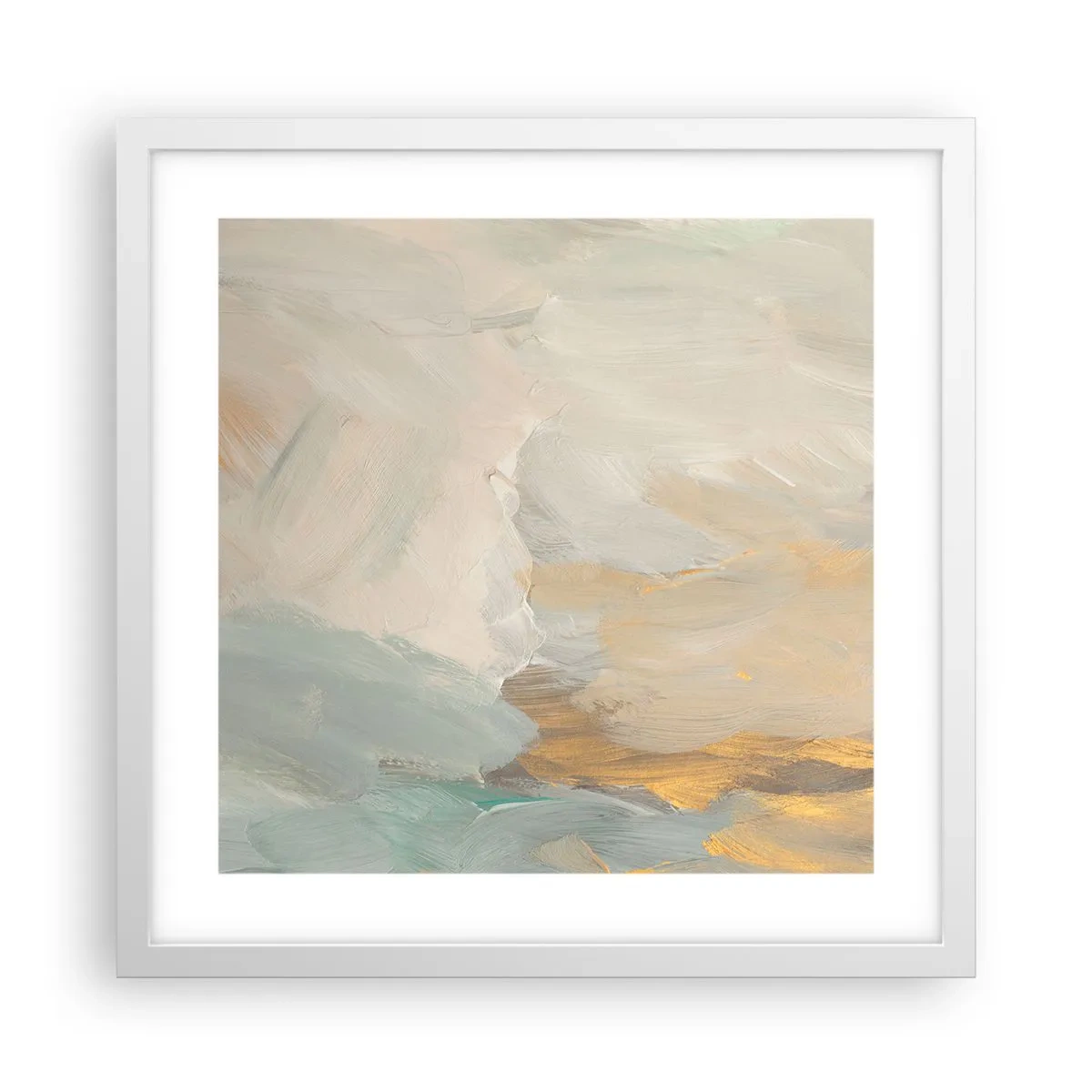 Póster en marco blanco - Abstracción - una tierra de dulzura - 40x40 cm