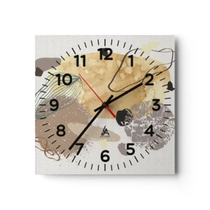 Reloj de pared - Reloj de vidrio - Plumología aplicada - 40x40 cm