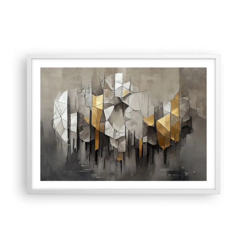 Póster en marco blanco - Composición hecha de hielo y luz - 70x50 cm