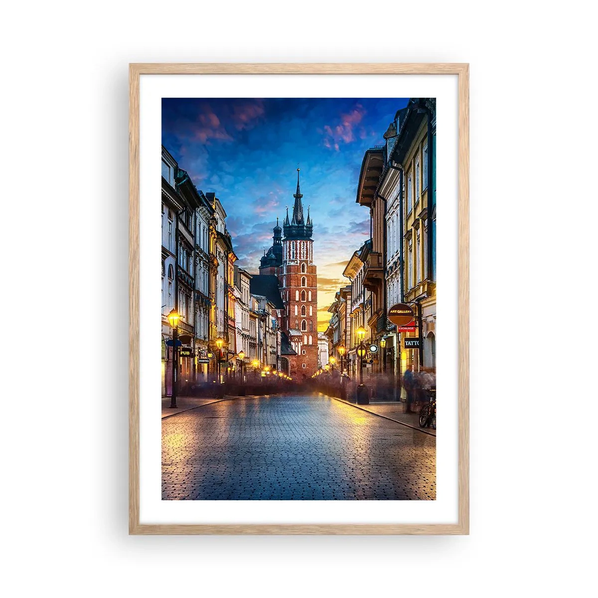 Póster en marco roble claro - El encanto de Cracovia - 50x70 cm