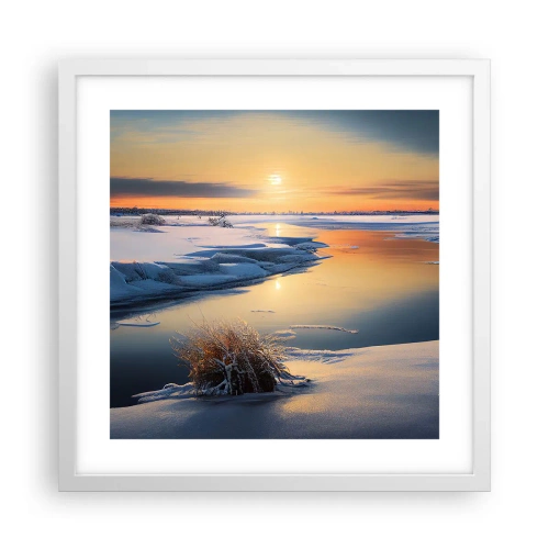 Póster en marco blanco - Atardecer de invierno - 40x40 cm