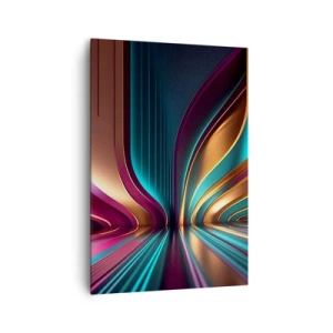 Cuadro sobre lienzo - Impresión de Imagen - Abstracción futurista con colores intensos y curvas. - 70x100cm - Arquitectura de la luz - Decoración de pared moderna para salón y dormitorio ARTTOR