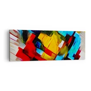 Cuadro sobre lienzo - Impresión de Imagen - Composición geométrica abstracta en colores vivos. - 140x50cm - Un popurrí multicolor - Decoración de pared moderna para salón y dormitorio ARTTOR