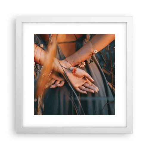 Póster en marco blanco - Conectada con la naturaleza - 30x30 cm