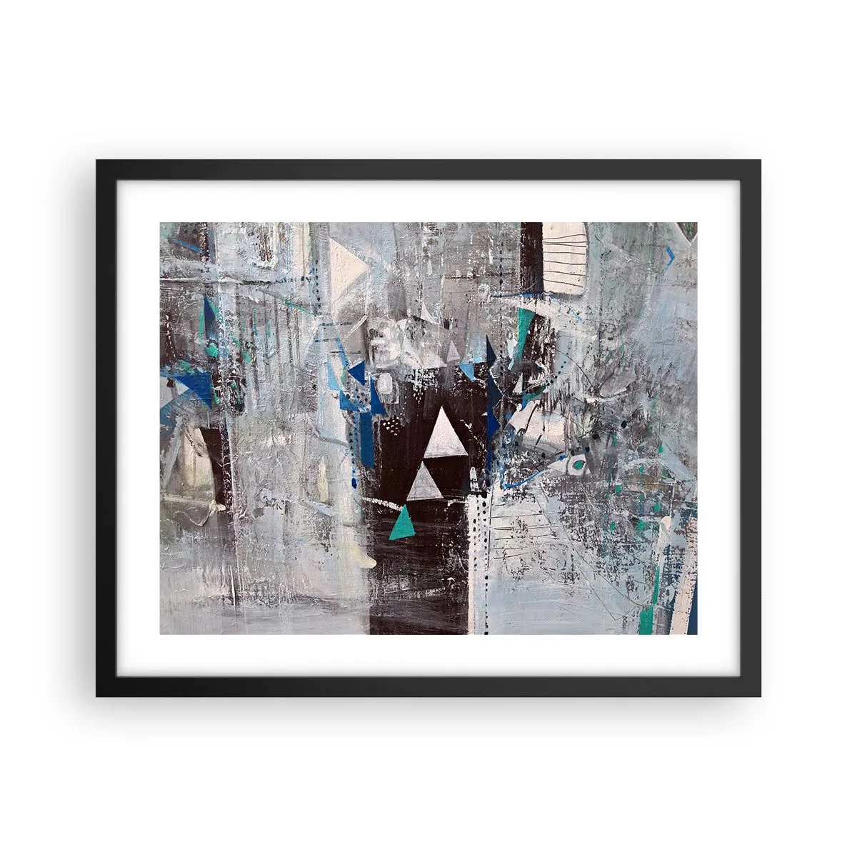 Póster en marco negro - El orden superior de los triángulos - 50x40 cm