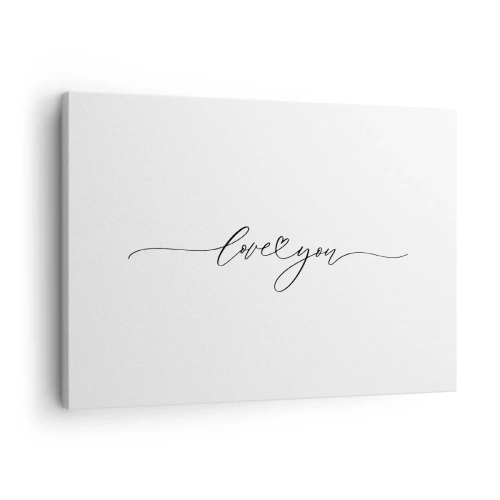 Cuadro sobre lienzo - Impresión de Imagen - La inscripción "Te amo" en una fuente elegante. - 70x50cm - Negro sobre blanco - Decoración de pared moderna para salón y dormitorio ARTTOR