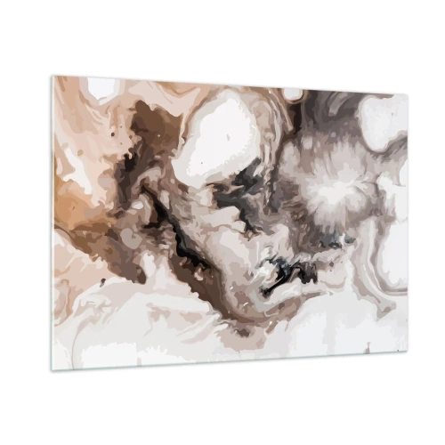 Cuadro sobre vidrio - Impresiones sobre Vidrio - Patrón abstracto en tonos marrón, beige y blanco. - 100x70cm - El nacimiento de una galaxia - Decoración de pared moderna para salón y dormitorio ARTTOR