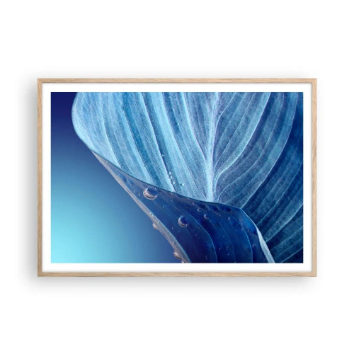 Póster en marco roble claro - Gotas ocultas de azul - 100x70 cm
