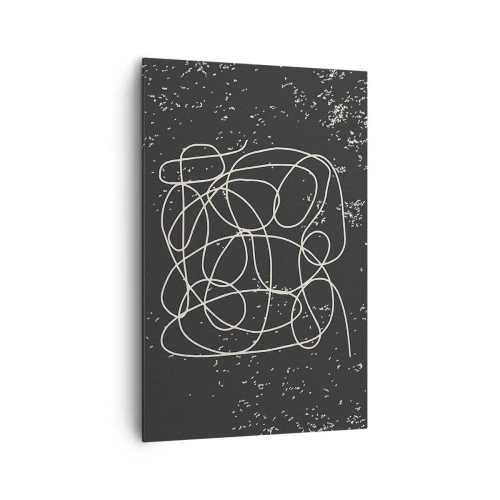 Cuadro sobre lienzo - Impresión de Imagen - Línea abstracta sobre fondo negro con finos detalles. - 80x120cm - Pensamientos errantes - Decoración de pared moderna para salón y dormitorio ARTTOR
