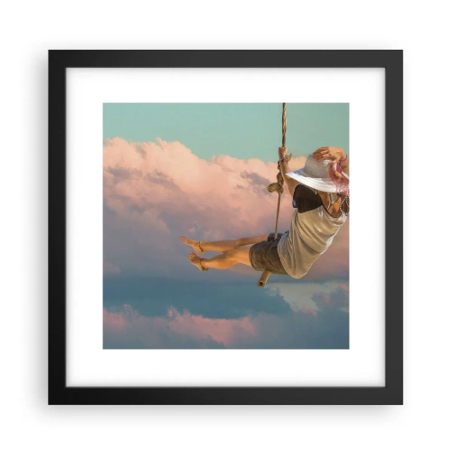 Póster en marco negro - Jugando en las nubes - 30x30 cm
