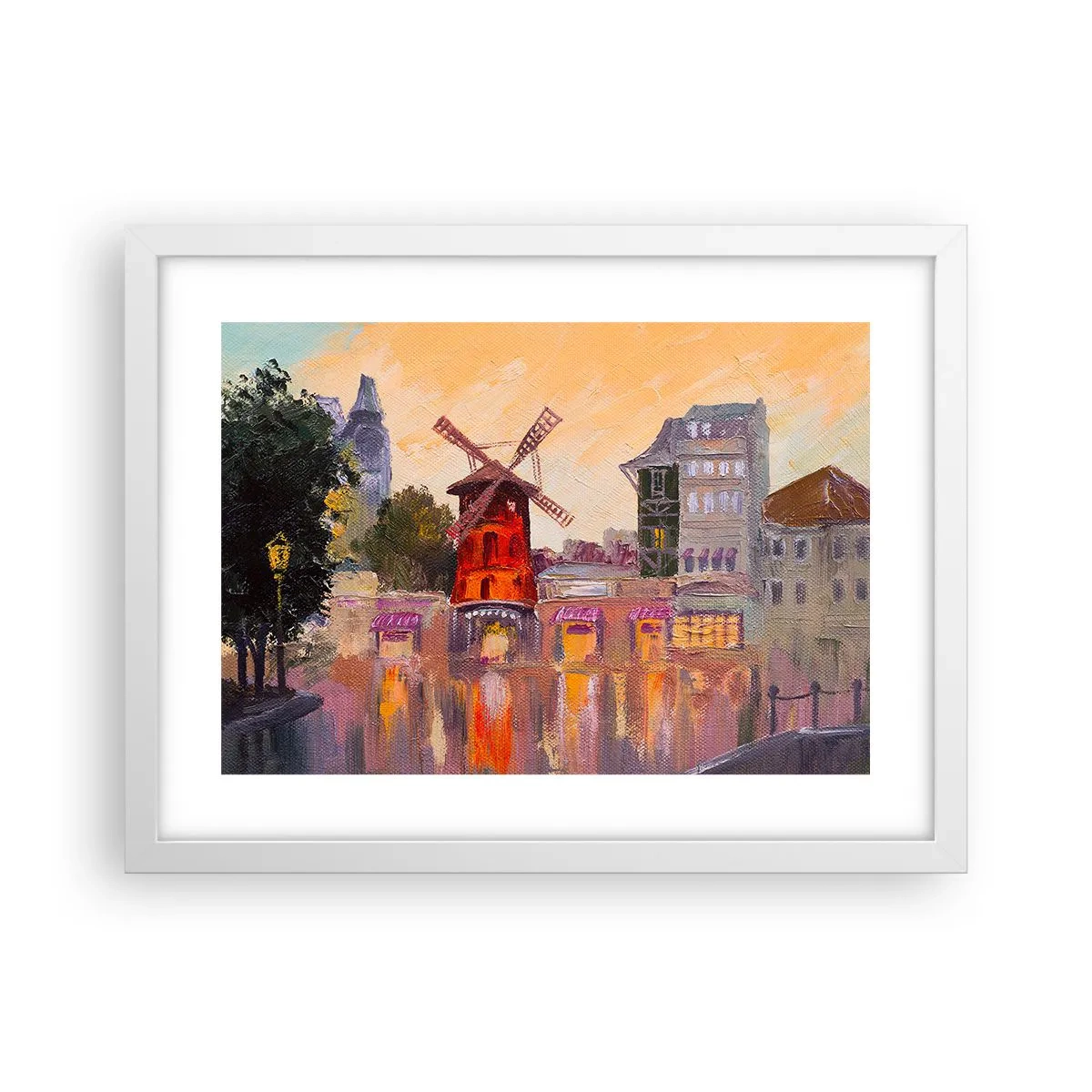 Póster en marco blanco - Iconos parisinos - Moulin Rouge - 40x30 cm