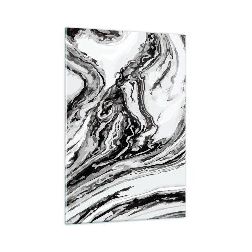 Cuadro sobre vidrio - Impresiones sobre Vidrio - Patrón de mármol abstracto en blanco y negro - 70x100cm - Al principio existía el caos - Decoración de pared moderna para salón y dormitorio ARTTOR