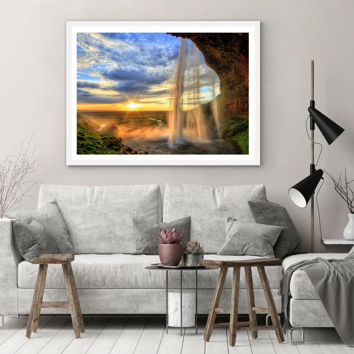 Póster en marco blanco - El mundo tras el velo de las gotas - 40x30 cm