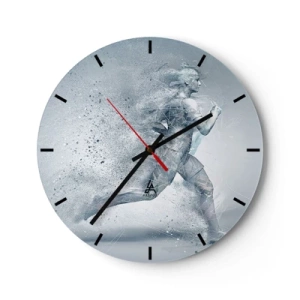 Reloj de pared - Reloj de vidrio - La silueta de una figura corriendo en una forma dinámica y abstracta. - 30x30cm - Energía cristalina - Decoración de pared moderna para salón, cocina y dormitorio ARTTOR