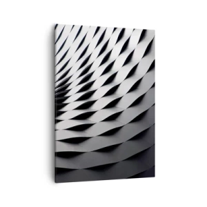 Cuadro sobre lienzo - Impresión de Imagen - Patrón geométrico abstracto en tonos blanco y negro. - 50x70cm - En la superficie de las ondas - Decoración de pared moderna para salón y dormitorio ARTTOR