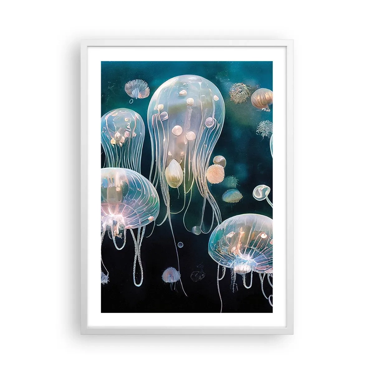 Póster en marco blanco - Globos submarinos - 50x70 cm