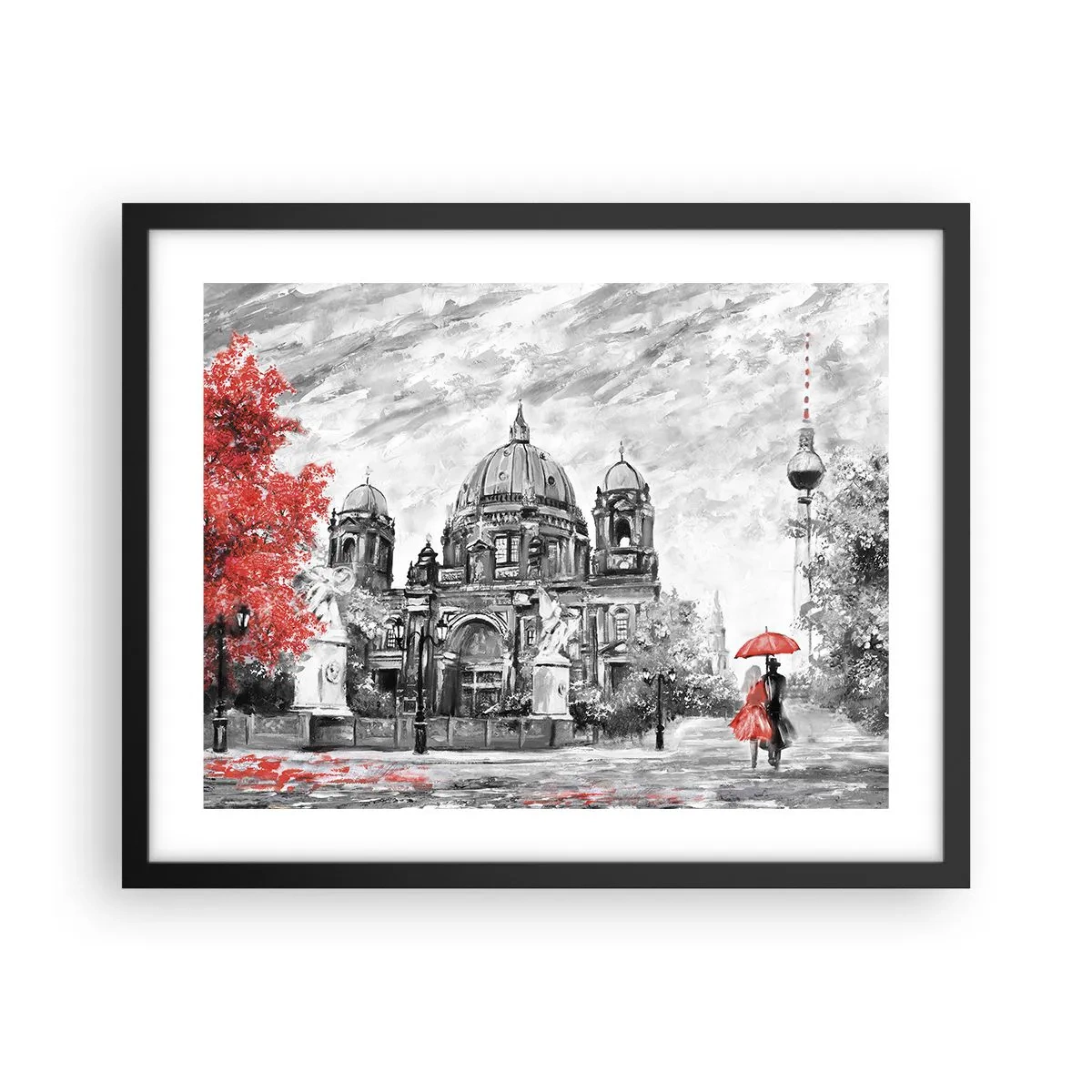 Póster en marco negro - Reunión en Berlín - 50x40 cm