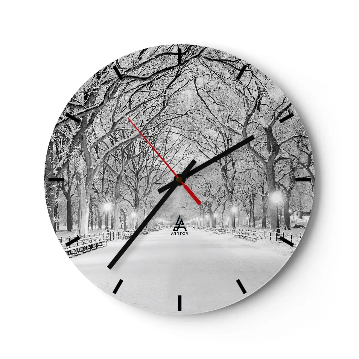 Reloj de pared - Reloj de vidrio - Cuatro estaciones - invierno - 40x40 cm