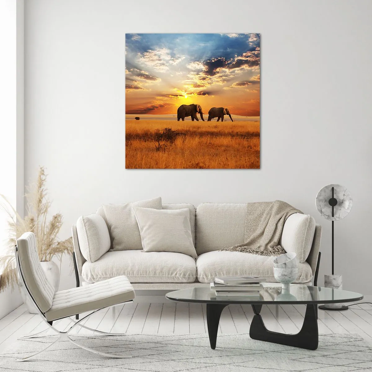 Cuadro sobre vidrio - Impresiones sobre Vidrio - Un paseo en familia - 50x50 cm