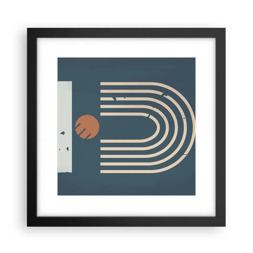 Póster en marco negro - Geometría sobre azul marino - 30x30 cm