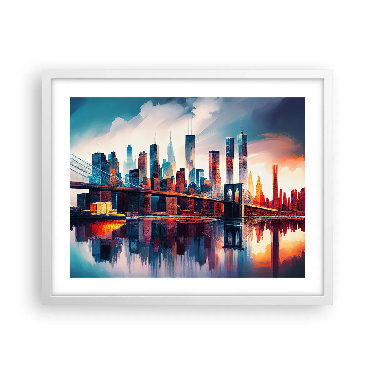 Póster en marco blanco - Nueva York siempre luce - 50x40 cm