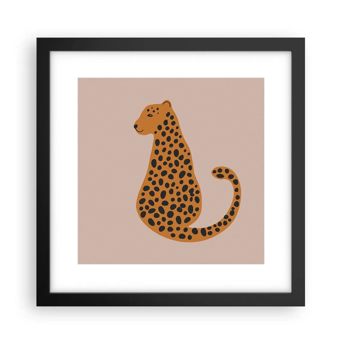 Póster en marco negro - El estampado de leopardo está de moda - 30x30 cm